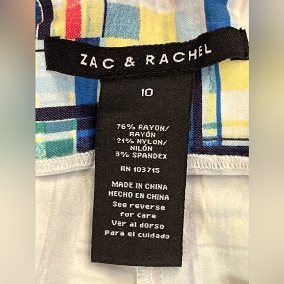 Zac & Rachel Madras Pull-On Skort Plaid Multi Red Blue White Green Yellow Sz. 10 - Picture 4 of 15